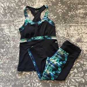 C&C California Black and Green Patterned Tank Top